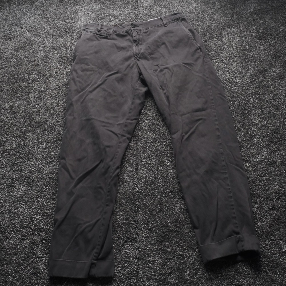 White Sand Chino Pant Men 50 (32x28) Gray Slim Tapered Italian Designer Trousers